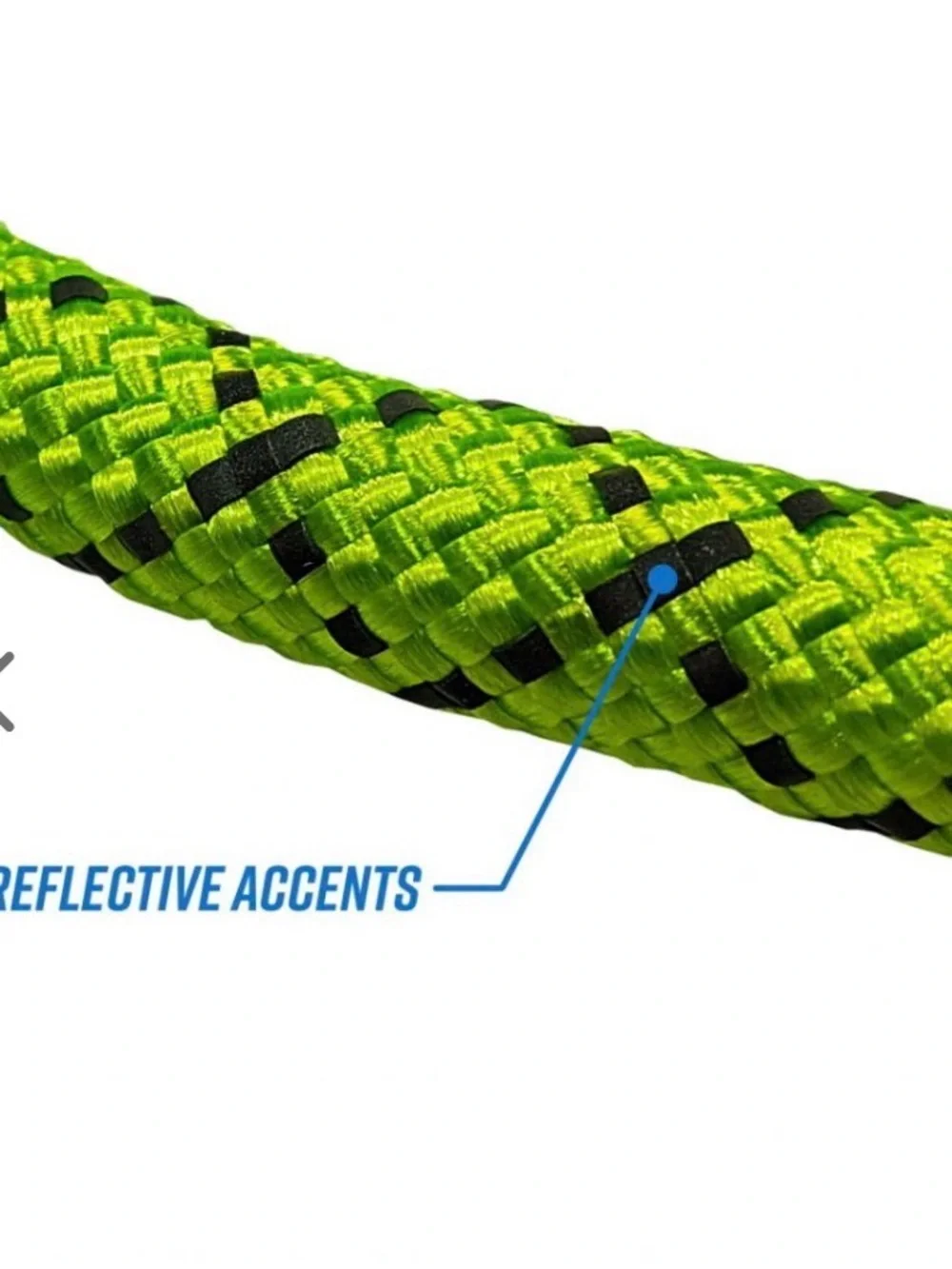 High-Visibility Neon Green Rope Dog Leash with Reflective Accents